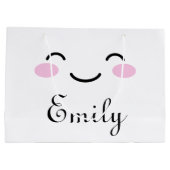 かわいい笑顔の顔カスタム漫画のベビーシャワー ラージペーパーバッグ (裏面)