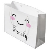 かわいい笑顔の顔カスタム漫画のベビーシャワー ラージペーパーバッグ (裏面アングル)