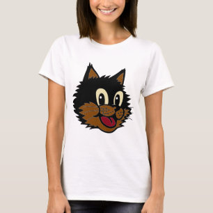 かわいい笑顔の黒猫と茶色いけな猫 Tシャツ