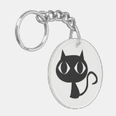 かわいい笑顔の黒猫キーチェーン キーホルダー (正面左)