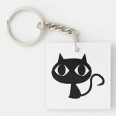 かわいい笑顔の黒猫ハロウィンキーチェーン キーホルダー (正面)