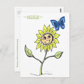 かわいい笑顔ひまわり蝶はがき ポストカード (正面/裏面)