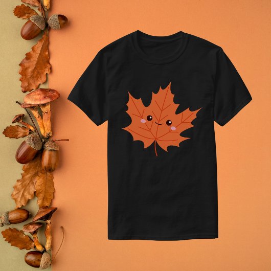 かわいい笑顔もみじの葉 Tシャツ