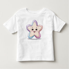 かわいい笑顔スターホワイトTシャツ トドラーTシャツ