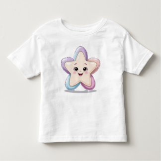 かわいい笑顔スターホワイトTシャツ トドラーTシャツ