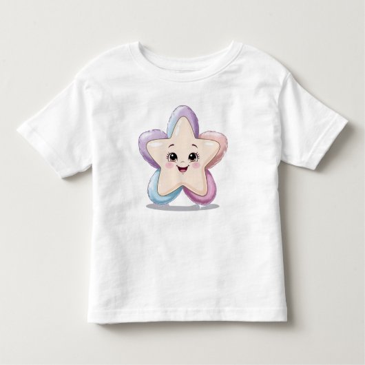 かわいい笑顔スターホワイトTシャツ トドラーTシャツ (正面)