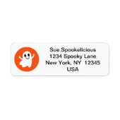 かわいい笑顔ハロウィーン幽霊オレンジサークル ラベル (正面)