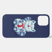 かわいい笑顔ハートの青い猫子猫 Case-Mate iPhoneケース (裏面 (横))