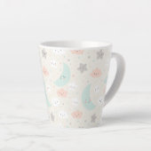 かわいい笑顔パステルスカイパターン カフェラテマグ (右アングル)