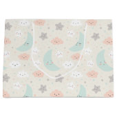 かわいい笑顔パステルスカイパターン ラージペーパーバッグ (正面)