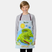 かわいい笑顔パーソナライズされたのワニの子ども エプロン (着用した状態)