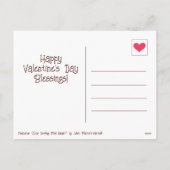 かわいい笑顔ピンクハートバレンタインデー シーズンポストカード (裏面)