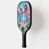 かわいい笑顔ベビードラゴン花のポスター ピックルボールラケット (左)