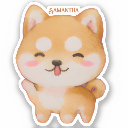 かわいい笑顔マンガ – スタイル柴犬 シール (正面)