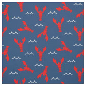 かわいい笑顔ロブスターオンネイビーブルー ファブリック (見本)