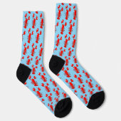 かわいい笑顔ロブスター漫画デザイン ソックス (右)