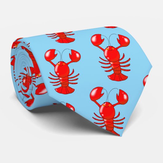 かわいい笑顔ロブスター漫画デザイン ネクタイ (ロール)