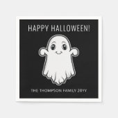 かわいい笑顔幽霊ハッピーハローウィンカスタム文字 スタンダードカクテルナプキン (正面)