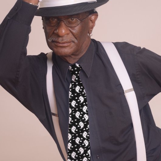 かわいい笑顔幽霊ハロウィンブラック ネクタイ