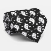 かわいい笑顔幽霊ハロウィンブラック ネクタイ (ロール)