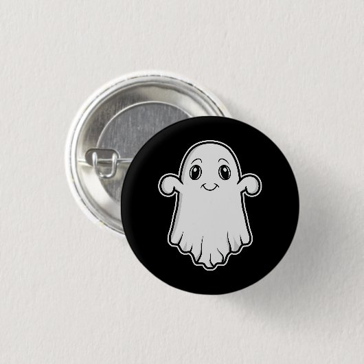 かわいい笑顔幽霊漫画イラストレーションハロウィーン 缶バッジ (正面&裏面)