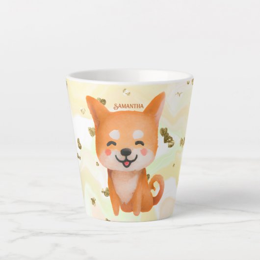 かわいい笑顔柴犬 カフェラテマグ (正面)