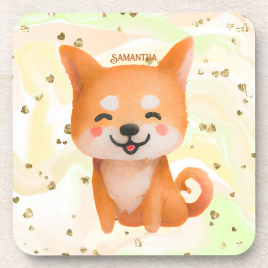 かわいい笑顔柴犬 コースター (正面)