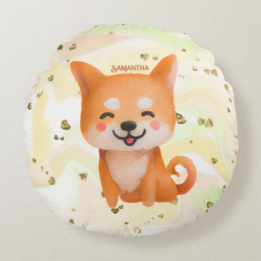 かわいい笑顔柴犬 ラウンドクッション (正面)