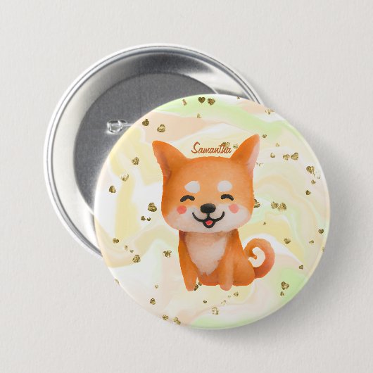 かわいい笑顔柴犬 缶バッジ (正面&裏面)