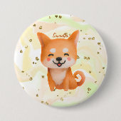 かわいい笑顔柴犬 缶バッジ (正面)