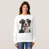 かわいい笑顔縁どのコリー スウェットシャツ (正面フル)