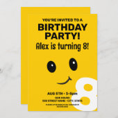 かわいい笑顔顔誕生日招待状 招待状 (正面/裏面)