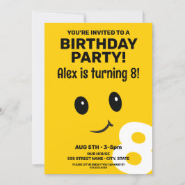 かわいい笑顔顔誕生日招待状 招待状