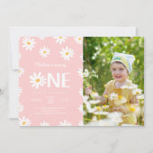 かわいい第1デイジー誕生日写真 招待状 (正面)