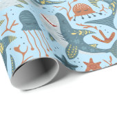 かわいい第1回第2回第3男子誕生日シャーク海パターン ラッピングペーパー (ロールコーナー)