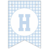 かわいい第1誕生日ブループレイドパターン バンティングフラッグ (第1の旗)