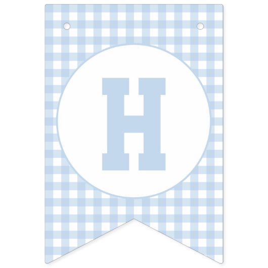 かわいい第1誕生日ブループレイドパターン バンティングフラッグ (第1の旗)