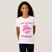 かわいい第2誕生日の女の子のフクロウのピンクA02 Tシャツ (正面フル)