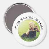 かわいい第2誕生日幼児パーティーラウンドフォト マグネット (正面/裏面)