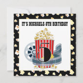 かわいい第5誕生日映画館パーティの招待状 招待状 (正面)