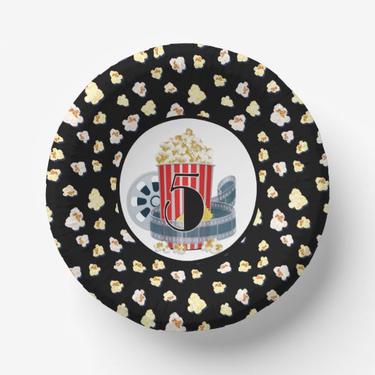 かわいい第5誕生日映画館パーティー紙ボウル ペーパーボウル (正面)