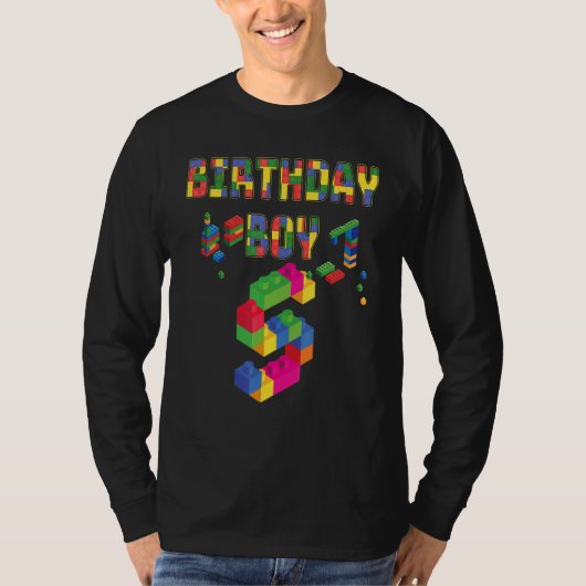 かわいい第5誕生日5歳ブロック建物少年 Tシャツ (正面)