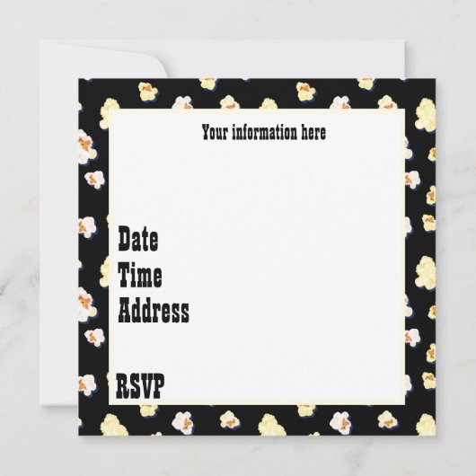 かわいい第8誕生日映画館パーティー 招待状 (裏面)