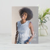 かわいい筆記体写真 卒業パーティーお知らせ 招待状 (スタンド正面)