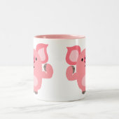 かわいい筋肉質な漫画の豚 ツートーンマグカップ (中央)