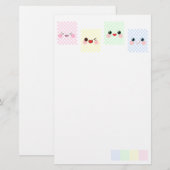 かわいい箱チェック柄顔色幸せロリタ人形 便箋 (正面/裏面)