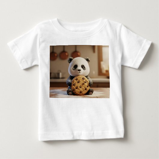 かわいい粉まみれのパンダと巨大なクッキー ベビーTシャツ (正面)