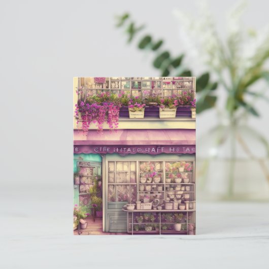 かわいい粗末なシックなコーヒーショップグラフィック サンキューカード (スタンド正面)