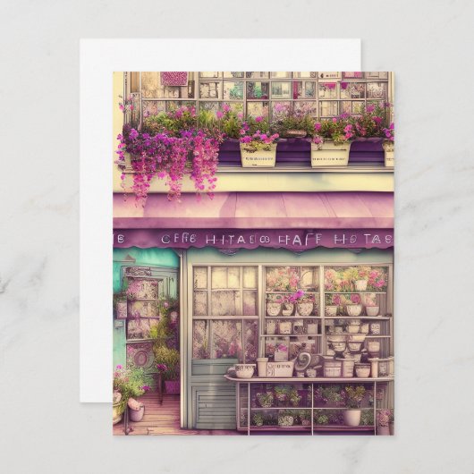 かわいい粗末なシックなコーヒーショップグラフィック サンキューカード (正面/裏面)