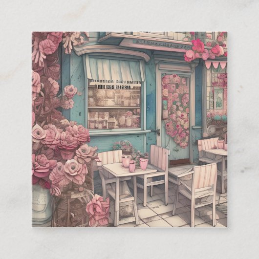 かわいい粗末なシックなコーヒーショップ スクエア名刺 (正面)